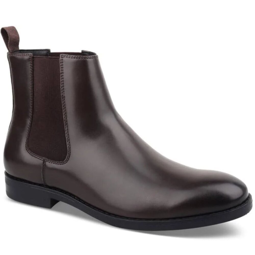 Alfani Luka 2 Brown Leather Chelsea Pull-On Boots Dress Casual Size 12-NIB